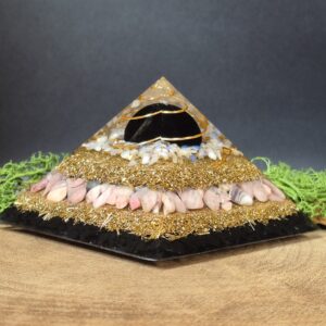 orgonite piramide bol obsidiaan roze zwart